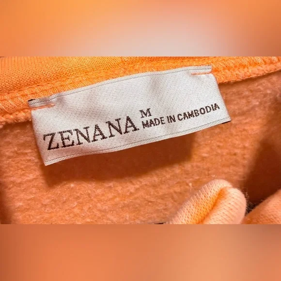 Zenana Outfitters Mineral Washed Orange Hooded Pullover "NEW" - Picture 8 of 9